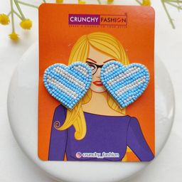 Crunchy Fashion Beaded Heart Shaped Studs Earrings-image-25