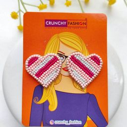Crunchy Fashion Beaded Heart Shaped Studs Earrings-image-63