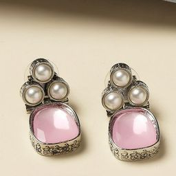 OOMPH Artificial Beads Square Studs Earrings-9