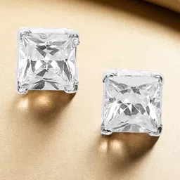 fabula Cubic Zirconia Square Studs Earrings image 1