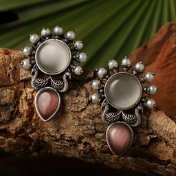 VENI Silver Plated Oxidised Contemporary Studs-37