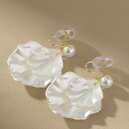 MYKI Gold-Plated Artificial Beads-Beaded Shell Shaped Drop Earrings-0