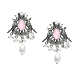 VENI 92.5 Silver-Plated Oxidised Contemporary Drop Earrings-image-50