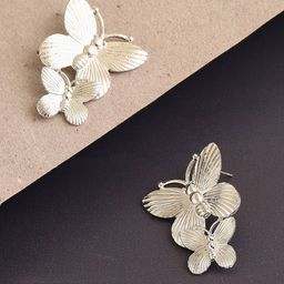 SOHI Silver-Plated Studs Earrings-4