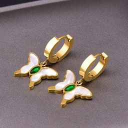 VIEN Gold-Plated Stainless Steel Contemporary Drop Earrings-34