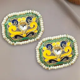 OOMPH Meenakari Contemporary Beaded Studs Earrings-10