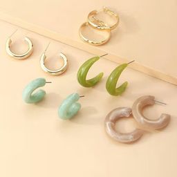 Bohey by KARATCART Set of 5 Gold-Plated Contemporary Half Hoops Earrings image 1