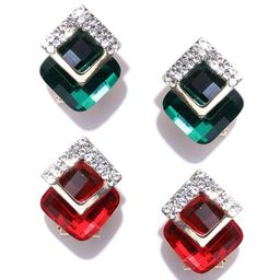 DressBerry Set Of 2 Gold-Toned & Red Gold-Plated Contemporary Studs Earrings-11