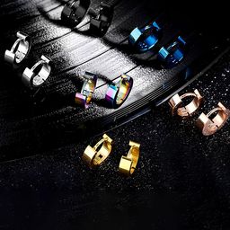 KARISHMA KREATIONS Unisex Set Of 5 Stainless Steel Contemporary Hoop Earrings-41
