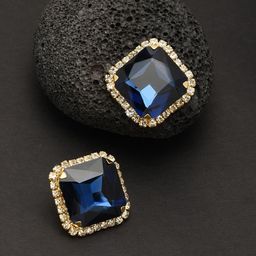 Zaveri Pearls Blue & Gold-Toned Contemporary Studs Earrings-44