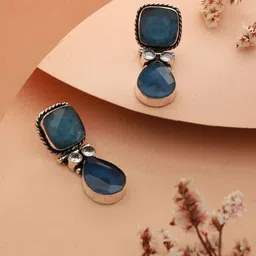 Saraf RS Jewellery Silver-Plated Contemporary Drop Earrings-image-33