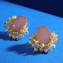 Saraf RS Jewellery Gold Plated Contemporary Studs Earrings-41