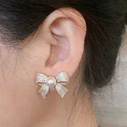 Celestique Gold Plated Pearls Studded Contemporary Studs Earrings-image-91