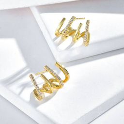 Celestique Gold-Plated Stone Studded Contemporary Studs-image-63