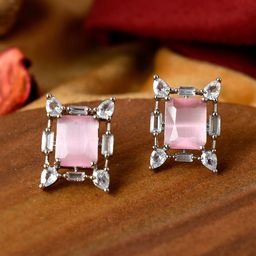 Shoshaa Pink Contemporary Studs Earrings-25