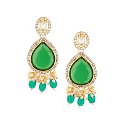 Zaveri Pearls Gold-Plated Austrian Diamonds Studded & Beaded Drop Earrings-57