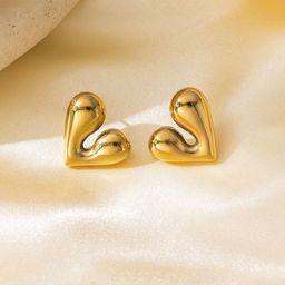 Designs & You Stainless Steel Gold-Plated Heart Shaped Studs-23