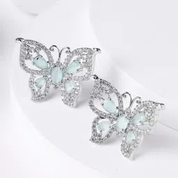 KARATCART Silver-Plated Cubic Zirconia Contemporary Studs Earrings-54