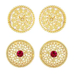 Vighnaharta Set Of 2 Gold-Plated Contemporary Studs-image-86