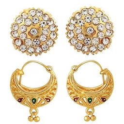 Vighnaharta Pack Of 2 Gold-Plated Studs Earrings-12