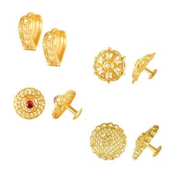 Vighnaharta Set Of 4 Gold-Plated Cubic Zirconia Studded Contemporary Studs-17