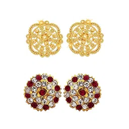 Vighnaharta Set Of 2 Gold Plated Cubic Zirconia Studs-39