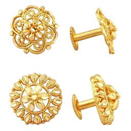 Vighnaharta Set Of 2 Gold-Plated Studs Earrings-104