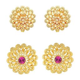 Vighnaharta Pack Of 2 Gold-Plated Studs Earrings-11