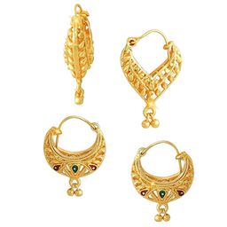 Vighnaharta Set Of 2 Gold-Plated Contemporary Hoop Earrings-41