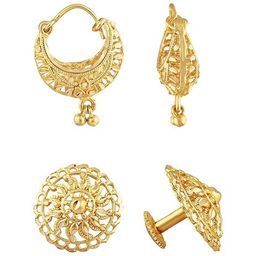 Vighnaharta Set Of 2 Gold-Plated Studs Earrings-71