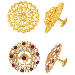 Vighnaharta Set Of 2 Gold Plated Studs-20