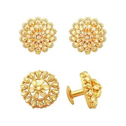 Vighnaharta Set Of 2 Gold-Plated Studs Earrings-30