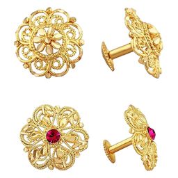 Vighnaharta Set Of 2 Gold-Plated American Diamond-Studded Studs Earrings-image-10