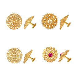 Vighnaharta Set Of 4 Gold Plated Cubic Zirconia Studs Earrings-image-96