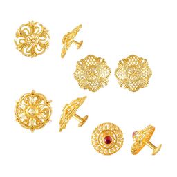 Vighnaharta Set Of 4 Gold-Plated Contemporary Hoop & Studs Earrings-20