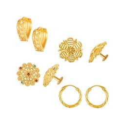 Vighnaharta Set Of 4 Gold Plated Contemporary Studs-11