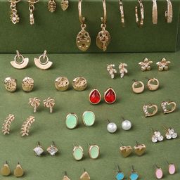 Zaveri Pearls Multicoloured Set Of 25 Contemporary Studs Earrings image 1