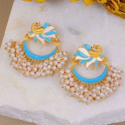 Crunchy Fashion Gold-Plated Crescent Shaped Chandbalis Earrings-33