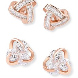 AMI Rose Gold Set of 2 Contemporary Stud Earrings-12