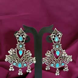 Efulgenz Rhodium Plated Contemporary Drop Earrings-35