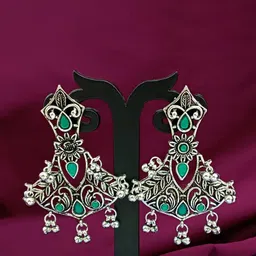 Efulgenz Rhodium-Plated Contemporary Crystals Chandbalis-22