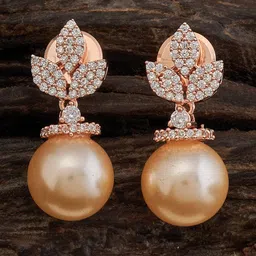 Kushal's Fashion Jewellery Rose Gold-Plated Cubic Zirconia Studded Floral Drop Earrings-1