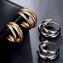 Jewels Galaxy Set Of 2 Gold-Plated Circular Studs Earrings-41