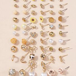 Jewels Galaxy Set Of 30 Gold-Plated Crystals Studded Contemporary Studs Earrings-16