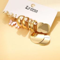 Jewels Galaxy Set of 5 Gold-Plated Beaded Hoop & Drop Earrings-12