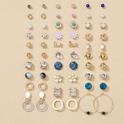 Jewels Galaxy Set of 30 Gold-Plated Contemporary Studs Earrings-image-79