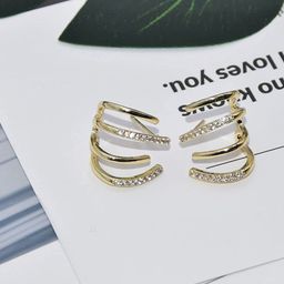 PolluxCraft Korean Gold-Plated Artificial Stones Studded Contemporary Ear Cuff Earrings-6
