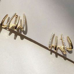 PolluxCraft Korean Gold-Plated Zircon Stone Studded Contemporary Studs-image-91