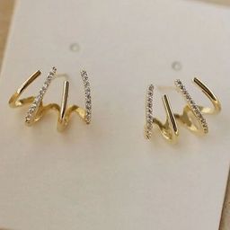 PolluxCraft Korean Gold-Plated Zircon Studded Contemporary Studs-image-60