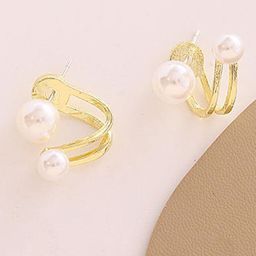 PolluxCraft Gold-Plated Pearls Studded Korean Contemporary Shaped Studs-image-39
